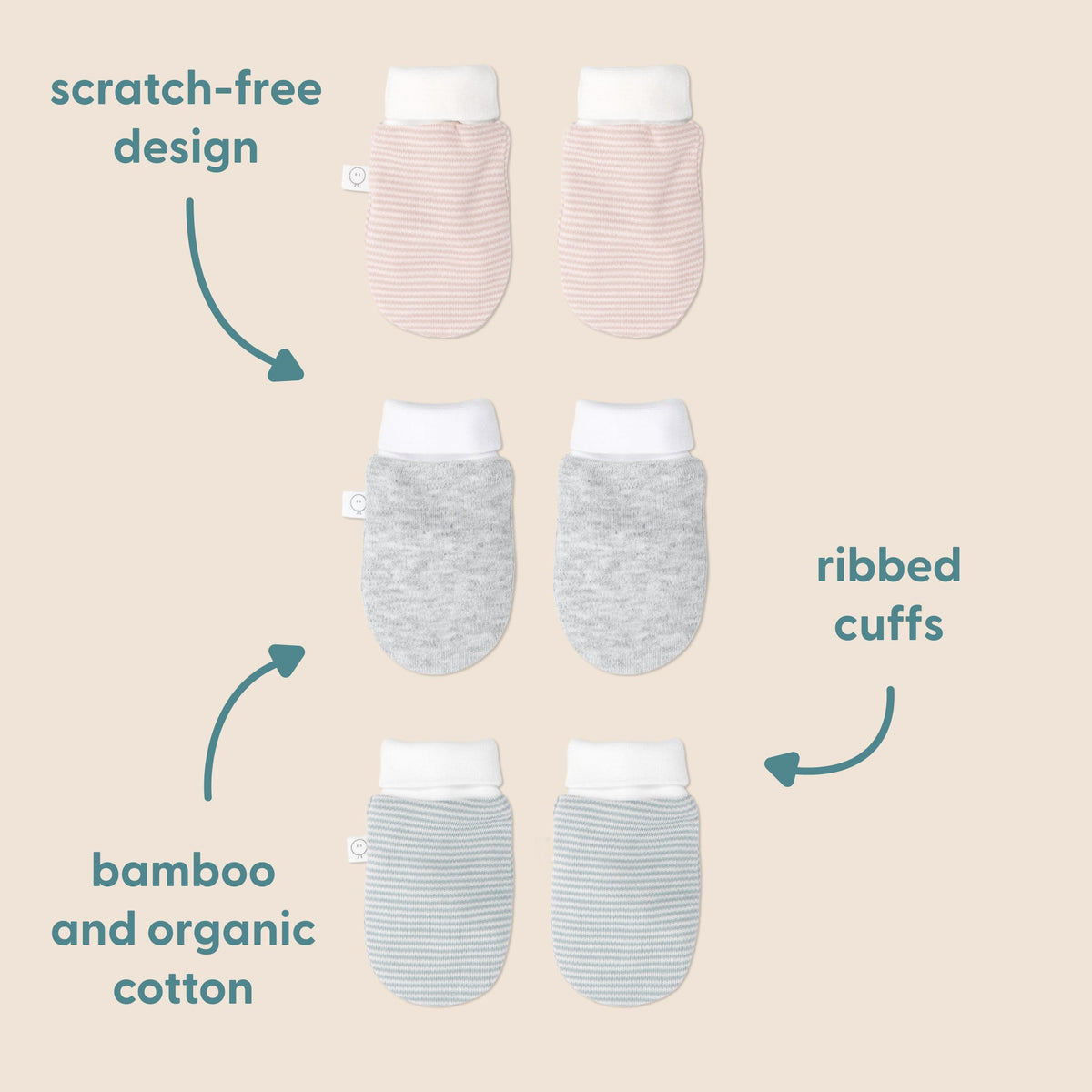 Baby Mittens - Blush Stripe