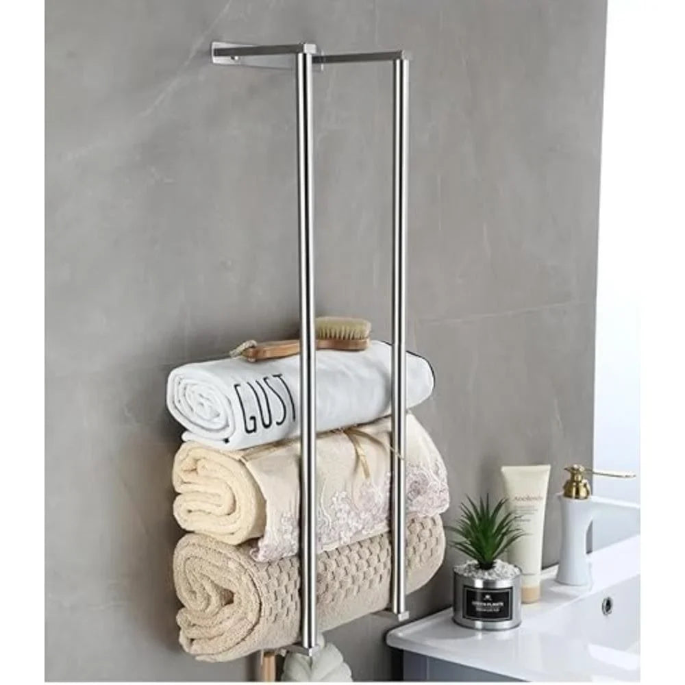 Bathroom Towel Rack for Rolled Towels Wall Mounted Towel Storage Rack for Bathroom Organization Stainless Steel Towel Storage