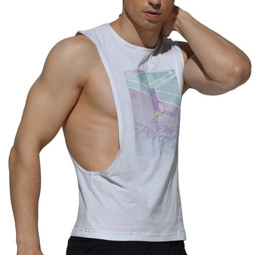 Dropped Armhole Sleeveless Tee - White - | Private Structure - | MAD Lifestyle