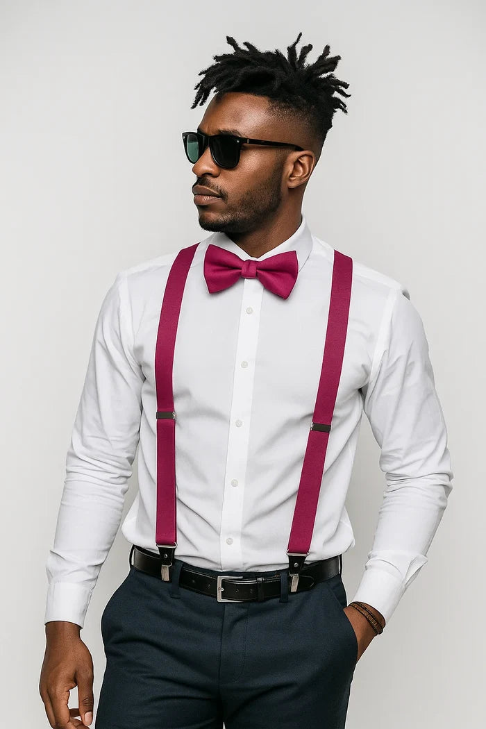 Fuchsia Suspender Bow-tie Set