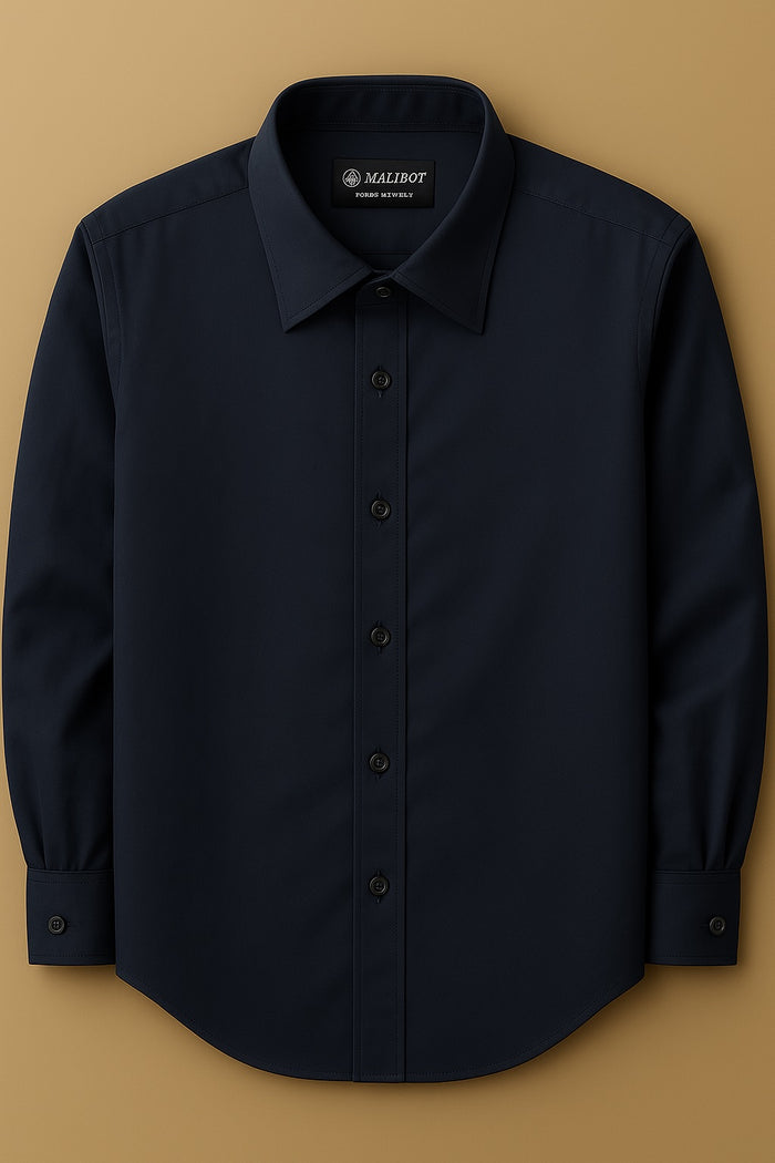 Men's Navy Slim Fit Dress Shirt - Formal Wedding Prom - KCT Menswear
