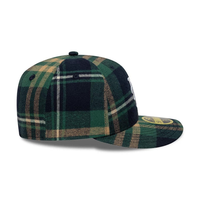 Pictured is this MLB Check New York Mets Low Profile 59FIFTY Fitted cap in dark green. 7