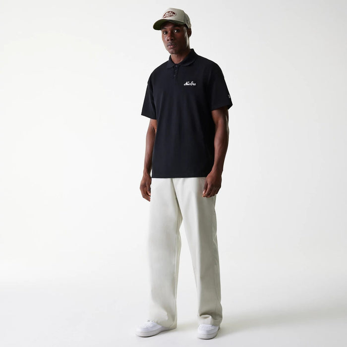 The Male model is wearing New York Yankees MLB Light Beige Chino Trousers 8