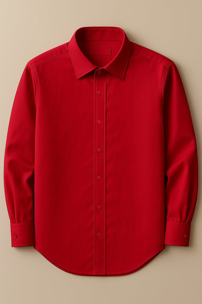 Men's Red Classic Fit Dress Shirt - Formal Wedding Prom - KCT Menswear