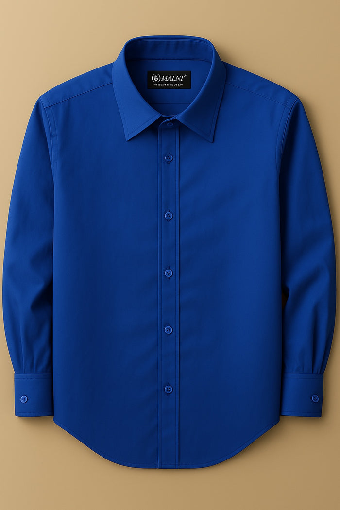 Men's Royal Blue Slim Fit Dress Shirt - Formal Wedding Prom - KCT Menswear
