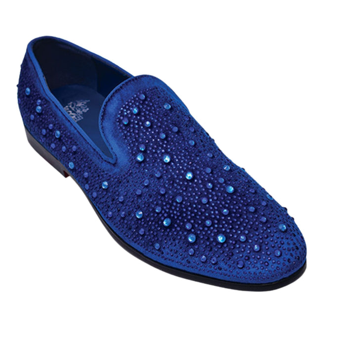 Men's royal blue velvet dress shoes for prom - KCT Menswear