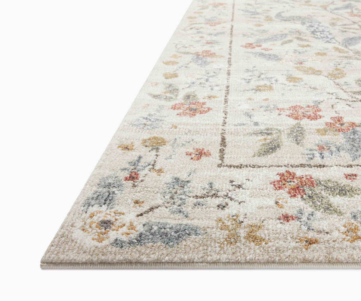 Laurel Peacock Garden Power Loomed Rug - Cream