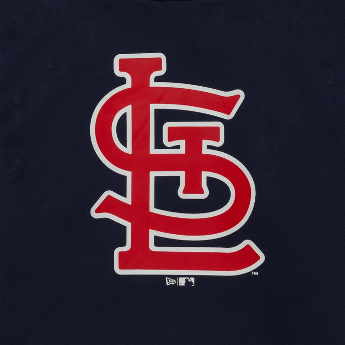 The Male model is wearing St. Louis Cardinals MLB Regular Dark Blue Pullover Hoodie 3