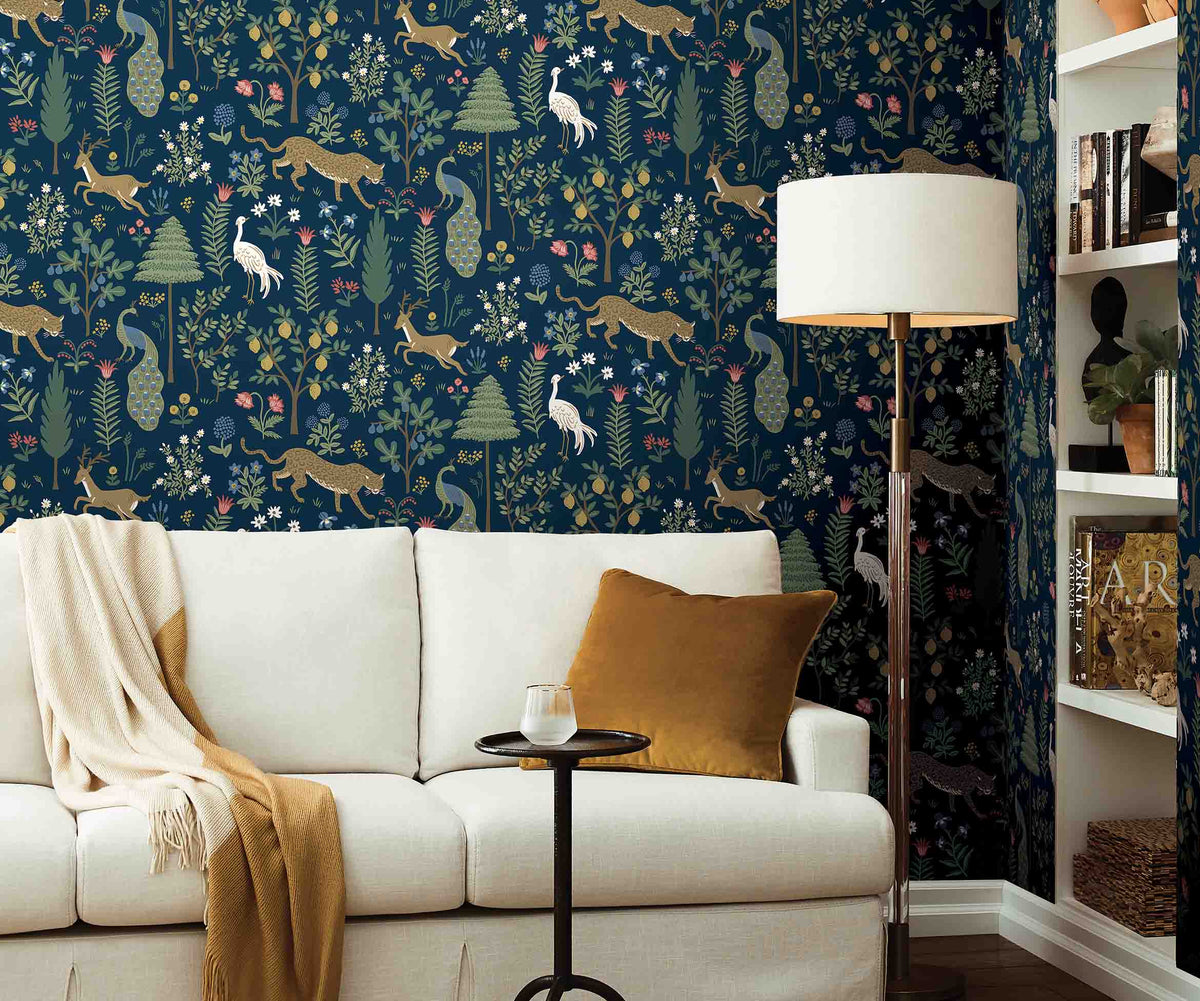 Menagerie Wallpaper Sample - Navy
