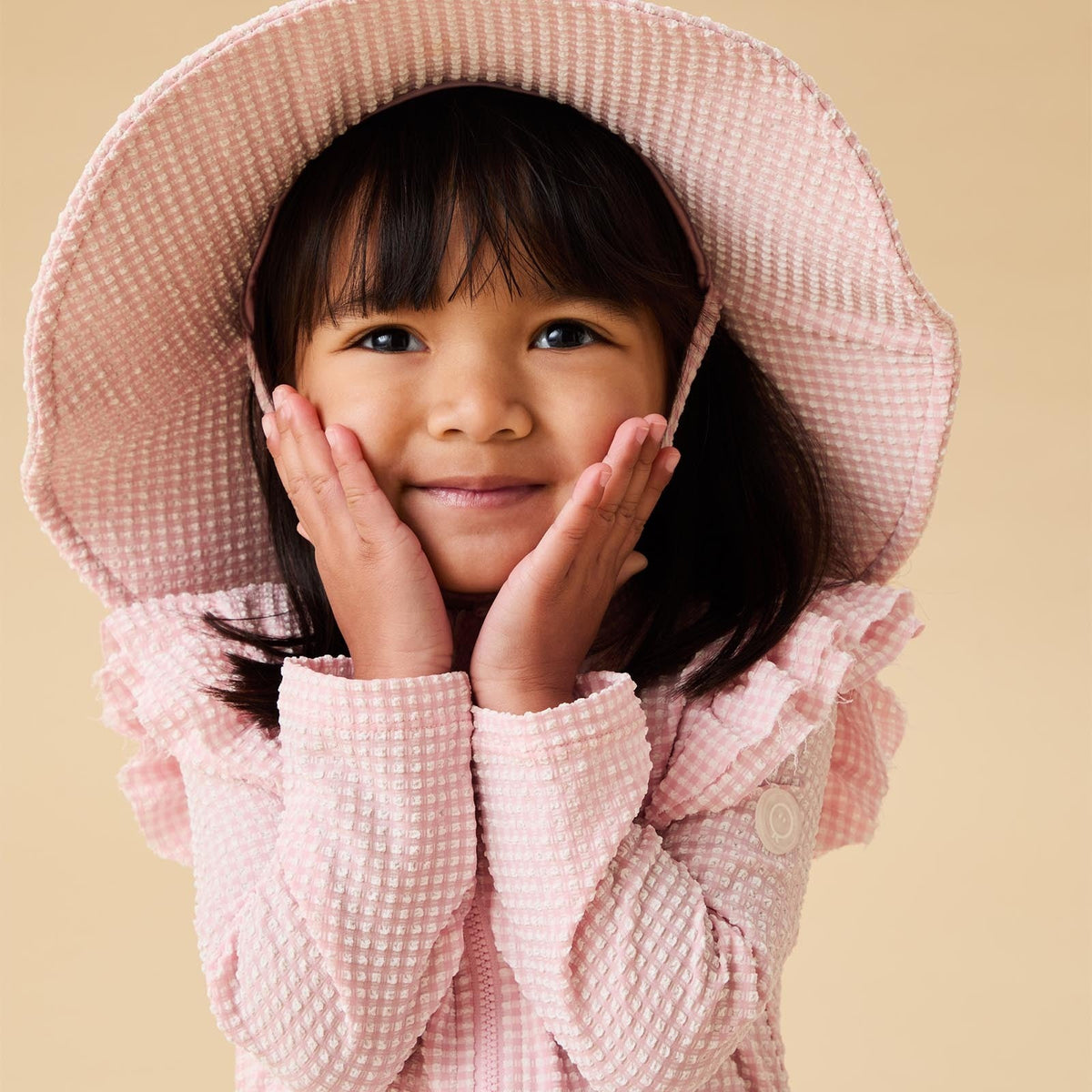 Gingham Seersucker Floppy Sunsafe Hat
