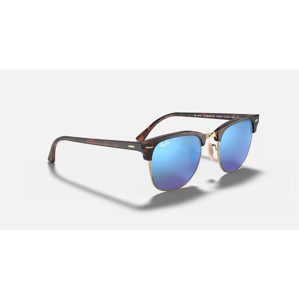 RAYBAN - CLUBMASTER | Matte Havana On Gold w/ Blue Flash