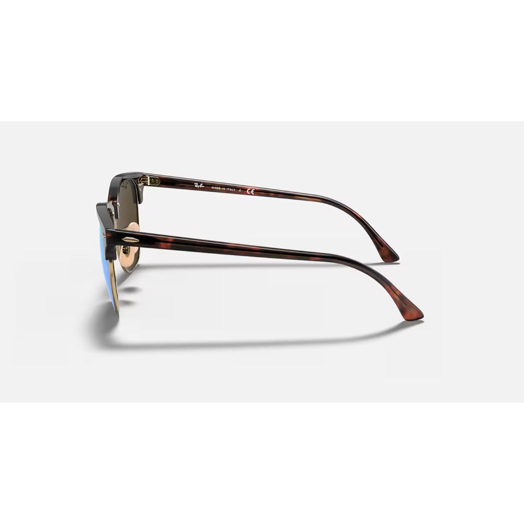 RAYBAN - CLUBMASTER | Matte Havana On Gold w/ Blue Flash
