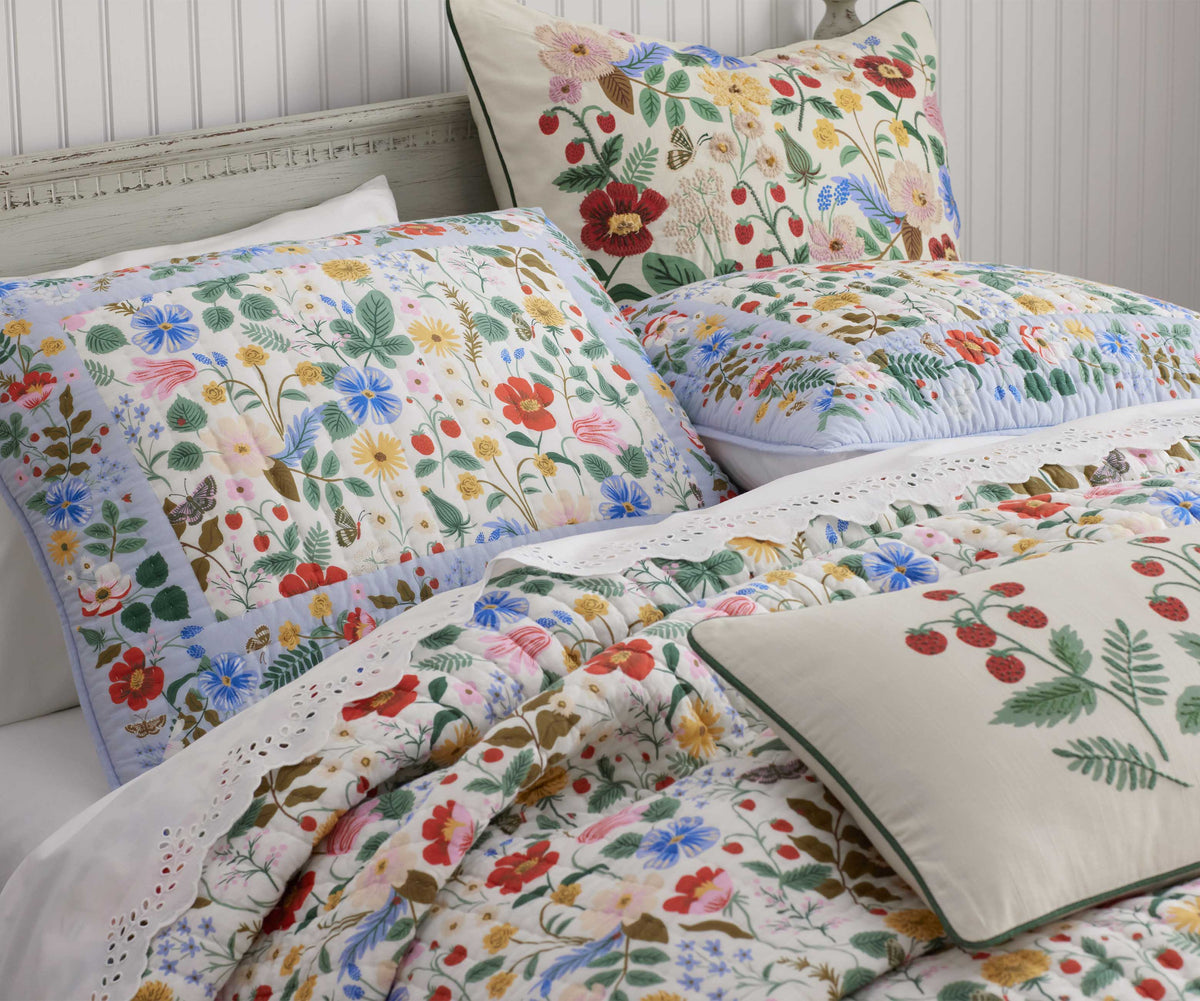 Cotton Quilted Sham - Strawberry Fields