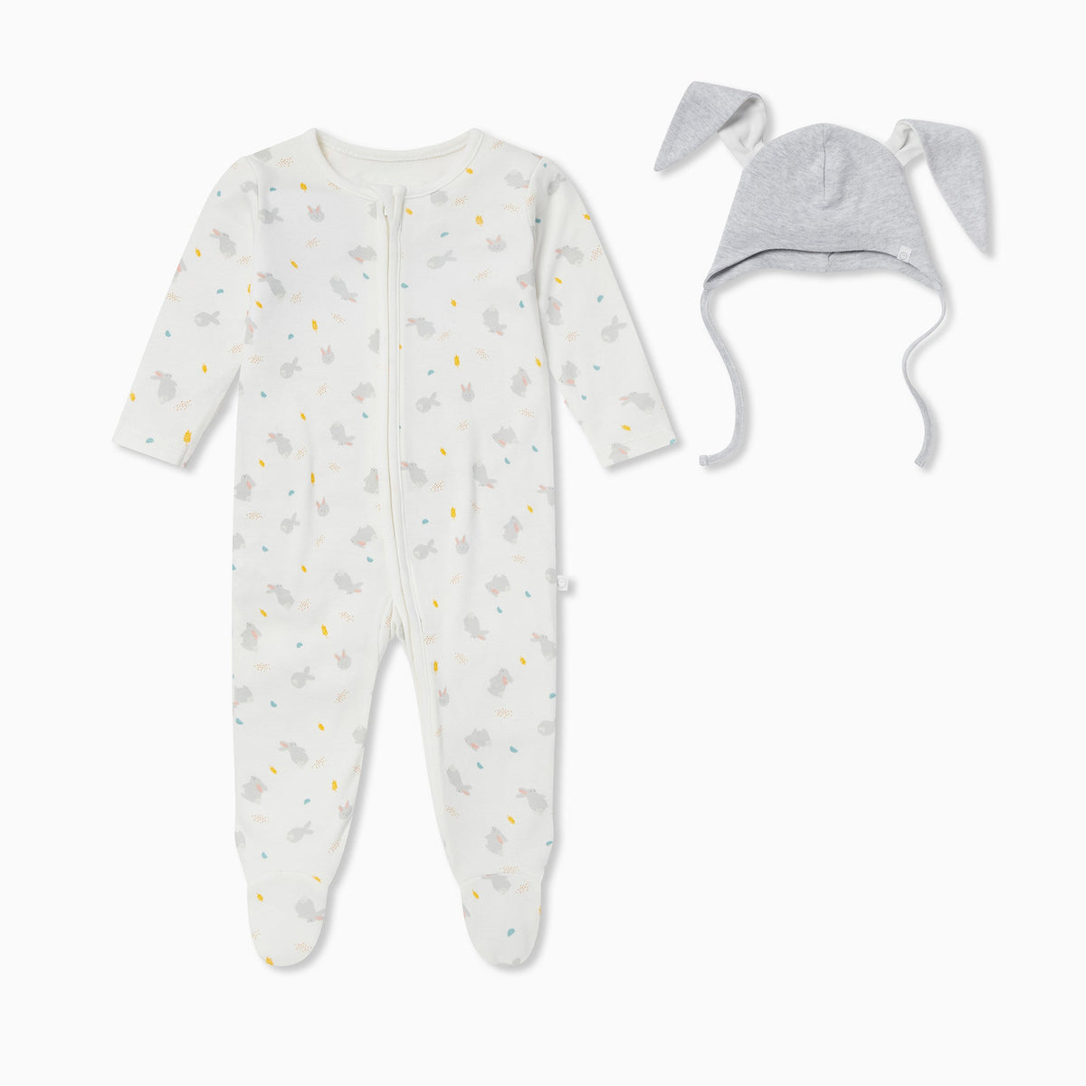 Bunny Clever Zip Sleepsuit & Bonnet Outfit