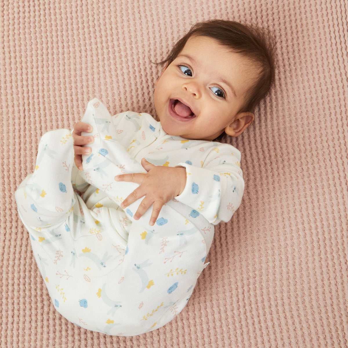 Bunny Print Zip-Up Sleepsuit