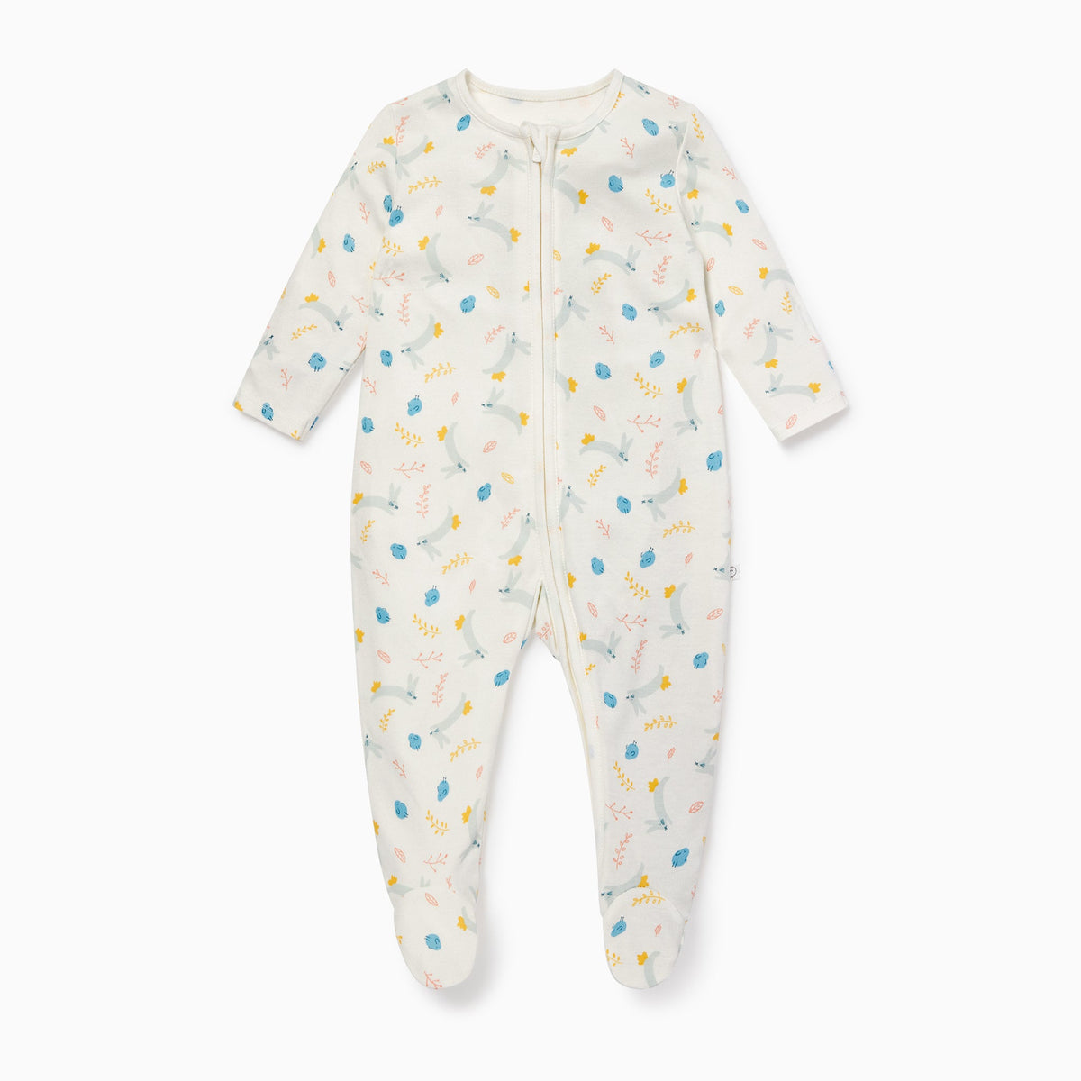 Bunny Print Zip-Up Sleepsuit