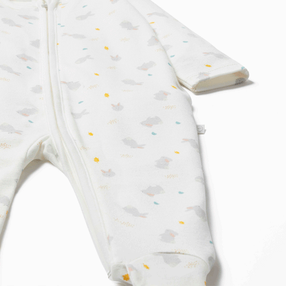 Bunny Clever Zip Sleepsuit & Bonnet Outfit