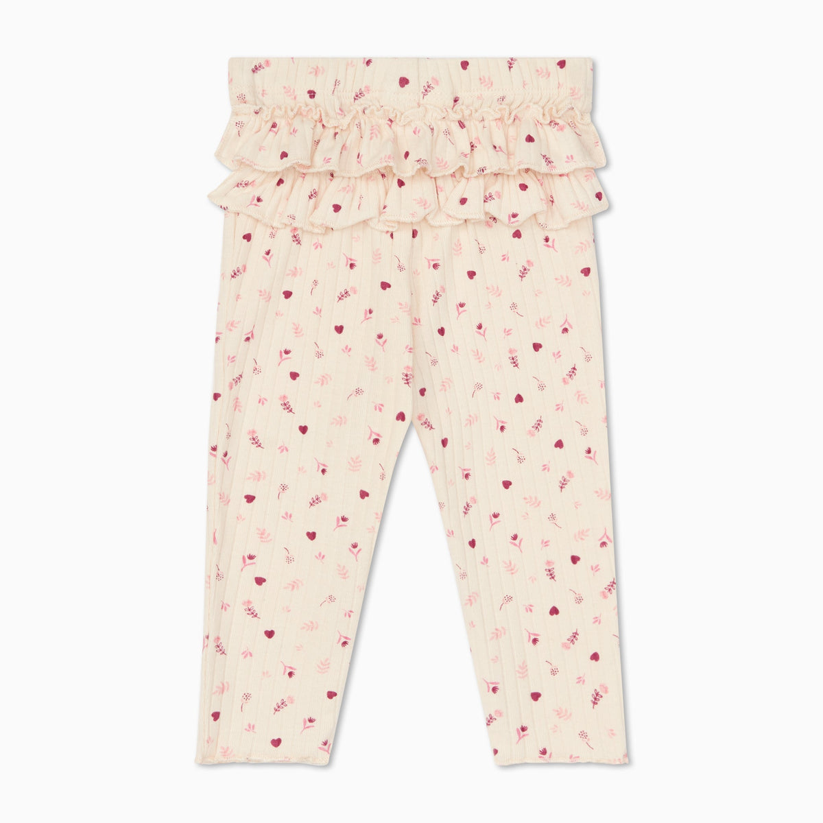 Floral Frilled Ribbed Leggings