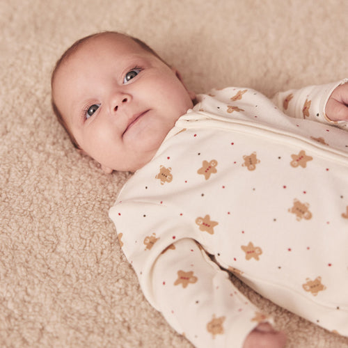 Gingerbread Print Clever Zip Sleepsuit