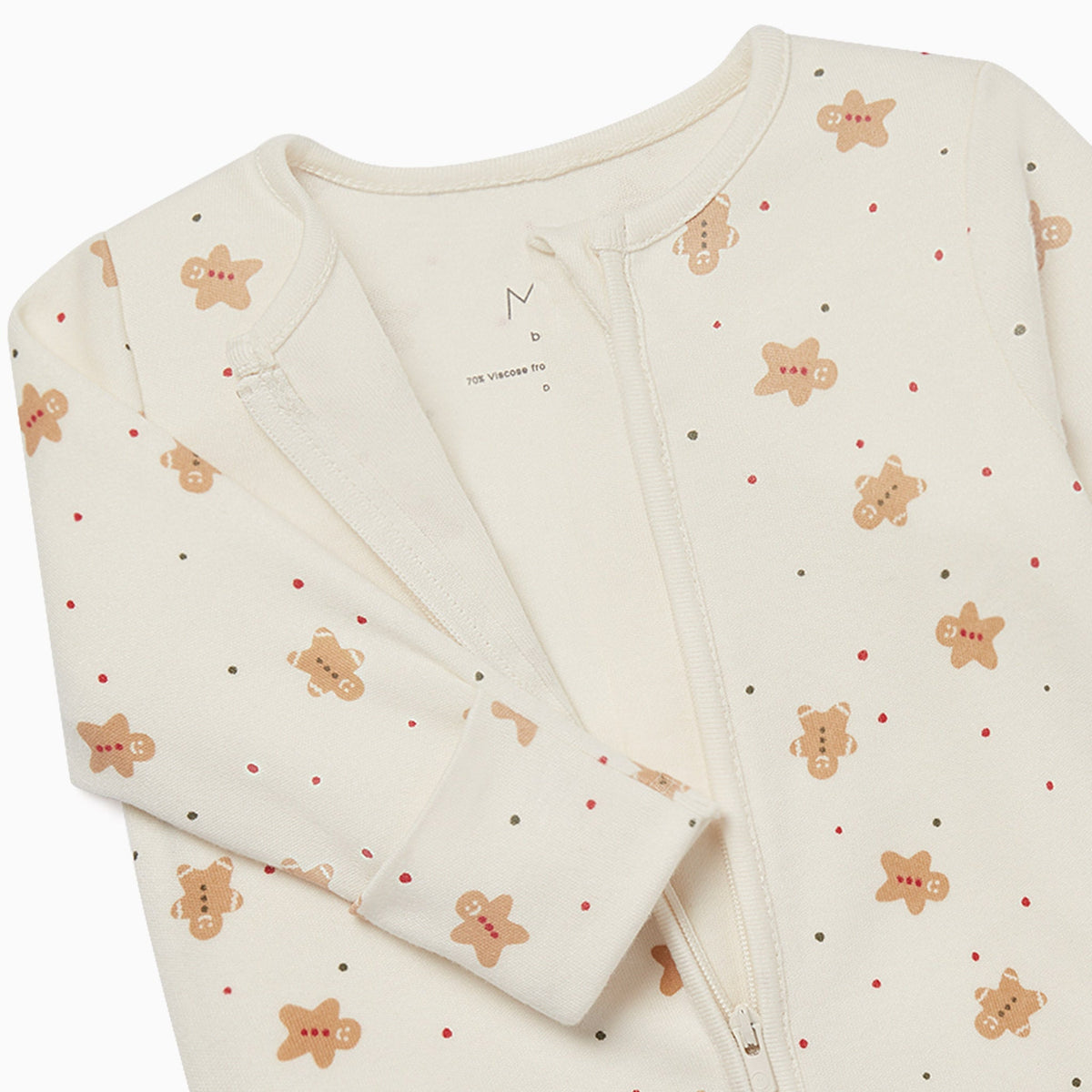 Gingerbread Print Clever Zip Sleepsuit