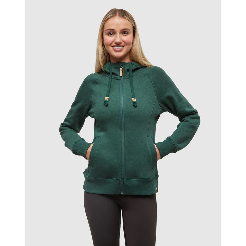 TENTREE - WOMENS ZIP ELM HOODIE | Forest Pine