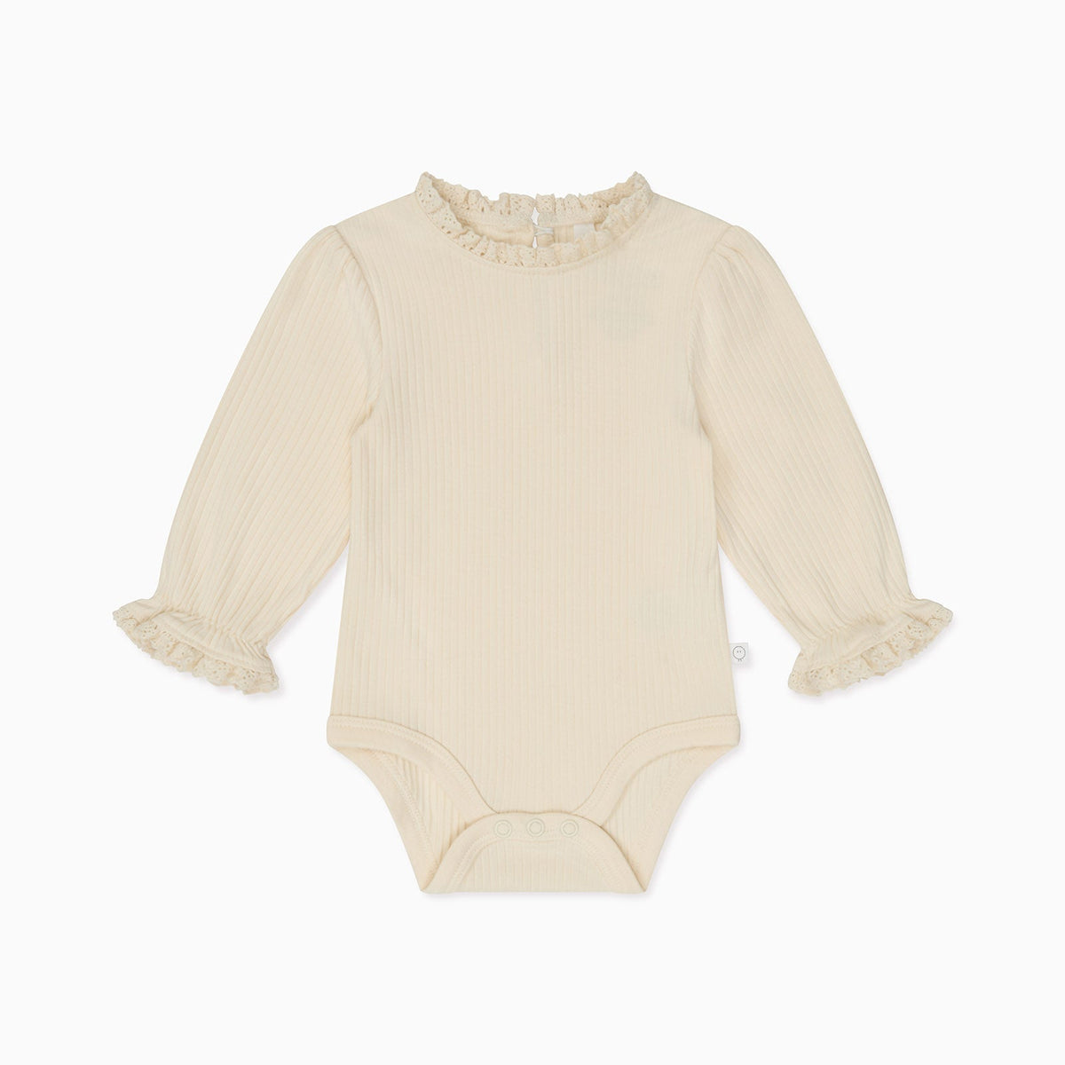 Frilled Ribbed Bodysuit - Ecru