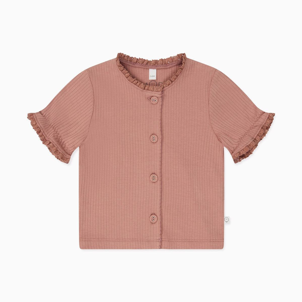 Frilled Ribbed Cardigan & Shorts Outfit - Rose