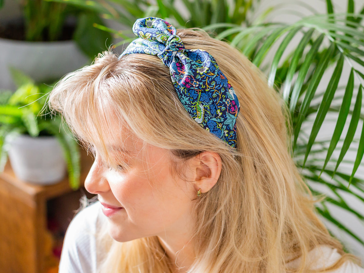 Side Bow Headband - Liberty Strawberry Thief J Print