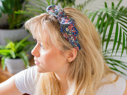 Side Bow Headband - Liberty Strawberry Thief Spring C Print