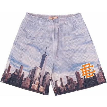 New EE American casual fitness shorts muscular men sports quarter pants mesh breathable style European and American stars with the same style