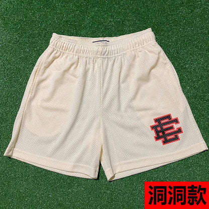 New EE American casual fitness shorts muscular men sports quarter pants mesh breathable style European and American stars with the same style