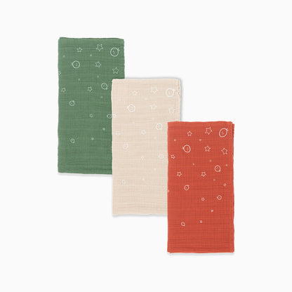 Green and Red Pre-Washed Regular Muslins 3-Pack