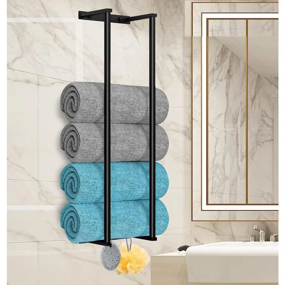 Bathroom Towel Rack for Rolled Towels Wall Mounted Towel Storage Rack for Bathroom Organization Stainless Steel Towel Storage