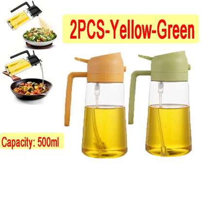 2in1 500ml Plastic Spray Oil Sprayer Bottle Spray Oil Dispenser Oil Jar Cruet BBQ Kitchen Baking Roasting Picnic Kitchen Tool