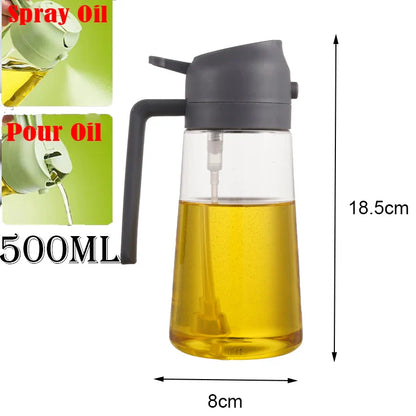 2in1 500ml Plastic Spray Oil Sprayer Bottle Spray Oil Dispenser Oil Jar Cruet BBQ Kitchen Baking Roasting Picnic Kitchen Tool