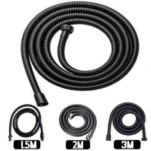 Black 1.5m/ 2m /3m G1/2 Inch High Quality Flexible Shower Hose Stainless Steel Chrome Bathroom Water Head Shower Extension Pipe