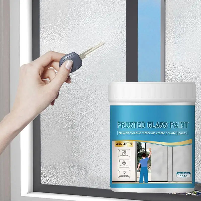 500g Matte Glass Paint Opaque Glass Paint Bathroom Glass Window Sandblasting Water-based Coating Transparent Becomes Frosted
