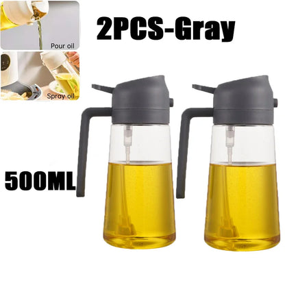 2in1 500ml Plastic Spray Oil Sprayer Bottle Spray Oil Dispenser Oil Jar Cruet BBQ Kitchen Baking Roasting Picnic Kitchen Tool