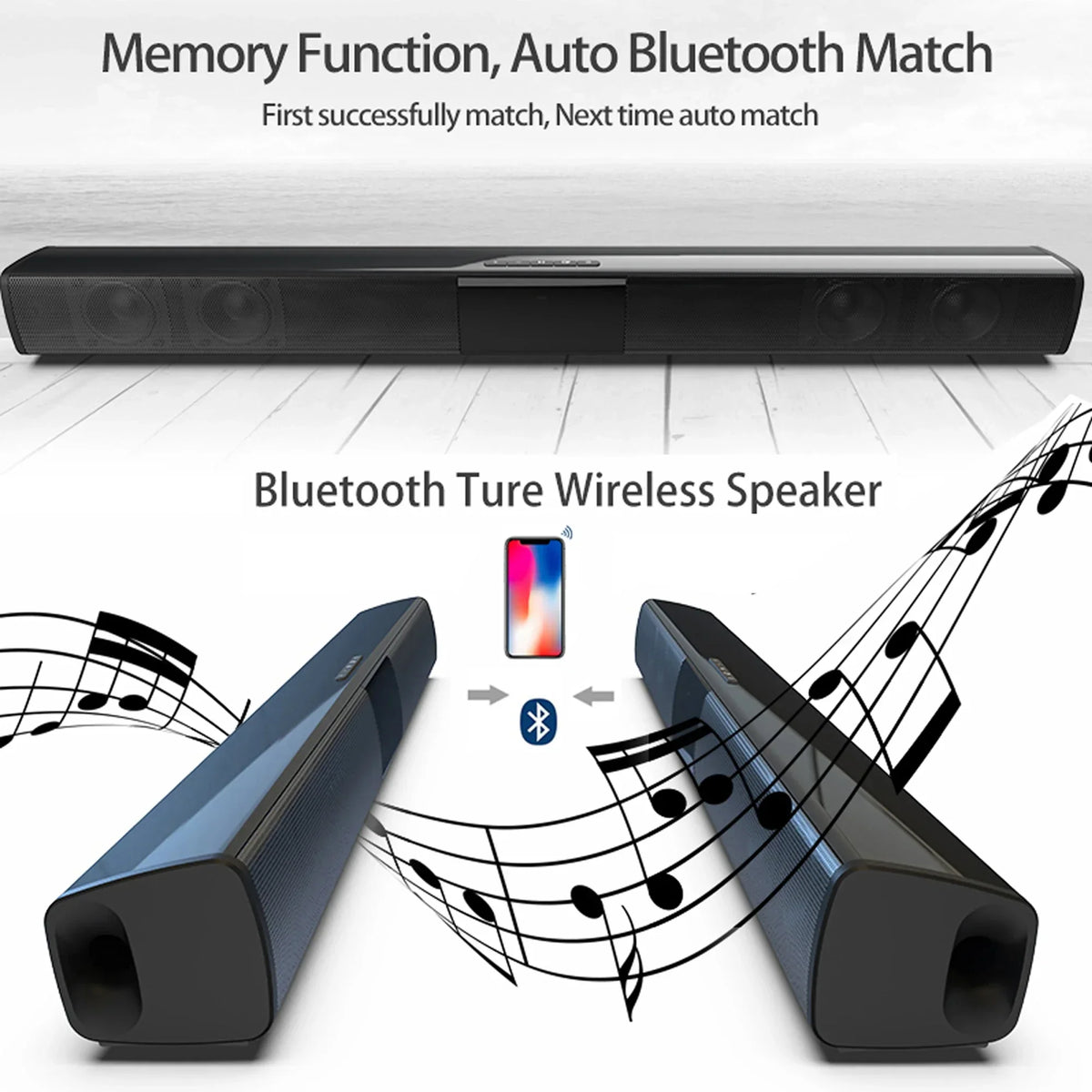 Bluetooth Speaker Column High Power Portable Speaker TV SoundBar for Computer Music Center Boom Box with TF AUX USB Radio