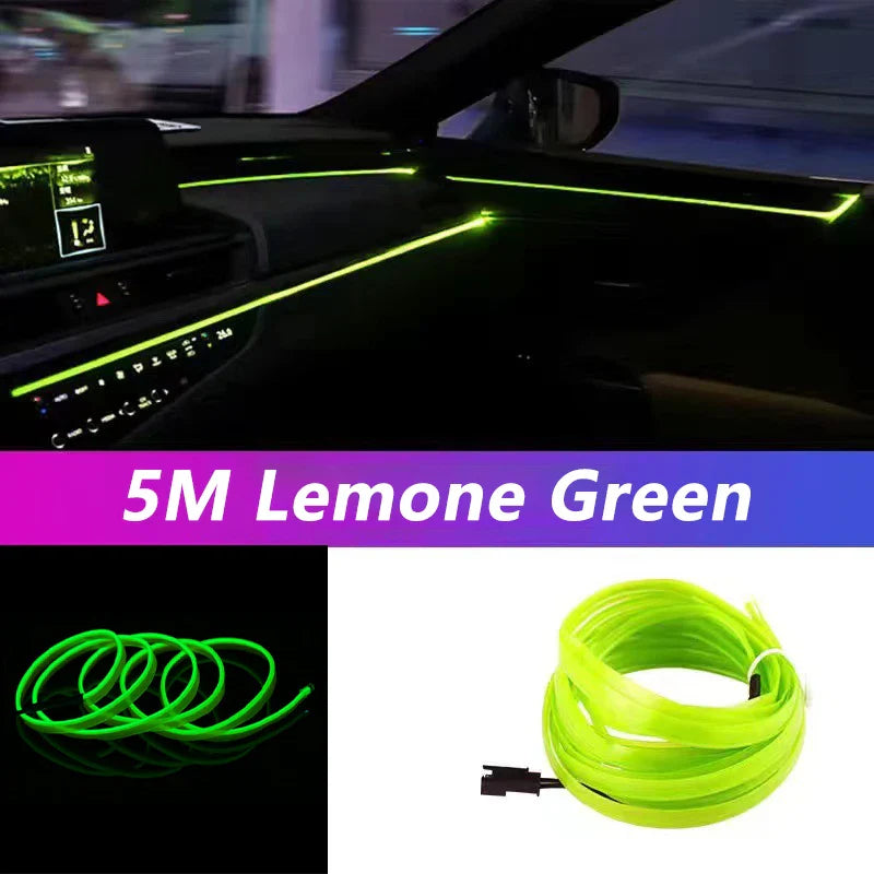 5M Car Interior Led Strip Light Neon EL Wiring Decorative Lamp For Auto DIY Flexible Ambient Light USB Party Atmosphere Diode