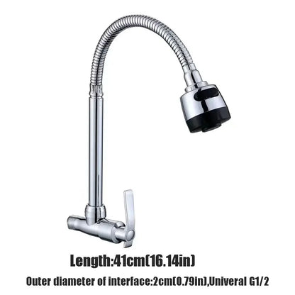 360° Kitchen Wall Mounted Faucet Single Cold Universal Vegetable Basin Faucet Bathroom Stainless Steel Sink Balcony Faucet