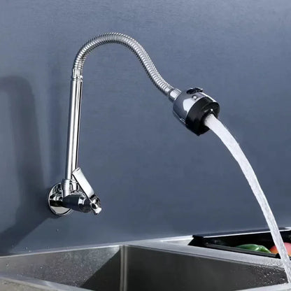 360° Kitchen Wall Mounted Faucet Single Cold Universal Vegetable Basin Faucet Bathroom Stainless Steel Sink Balcony Faucet