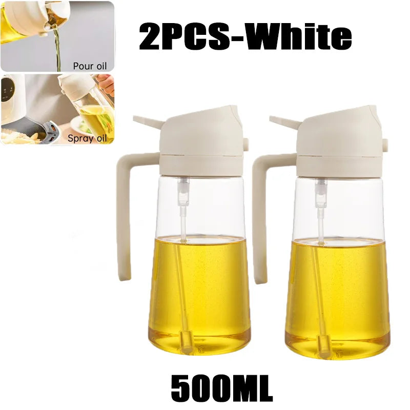 2in1 500ml Plastic Spray Oil Sprayer Bottle Spray Oil Dispenser Oil Jar Cruet BBQ Kitchen Baking Roasting Picnic Kitchen Tool