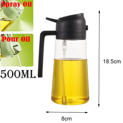 2in1 500ml Plastic Spray Oil Sprayer Bottle Spray Oil Dispenser Oil Jar Cruet BBQ Kitchen Baking Roasting Picnic Kitchen Tool