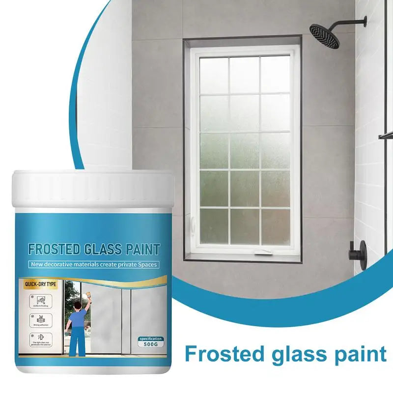 500g Matte Glass Paint Opaque Glass Paint Bathroom Glass Window Sandblasting Water-based Coating Transparent Becomes Frosted