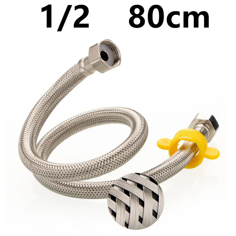 304 Stainless Steel Faucet Braided Water Pipe 1/2 Inch Hot and Cold Water Faucet Inlet Hose Heater Flexible Connecting Pipe