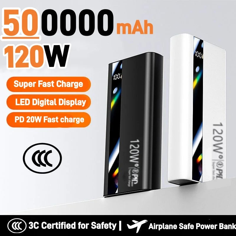 500000mAh Power Bank 120W Fast Charging Large Capacity Power Bank PD 20W Suitable For All Mobile Phones Long Endurance