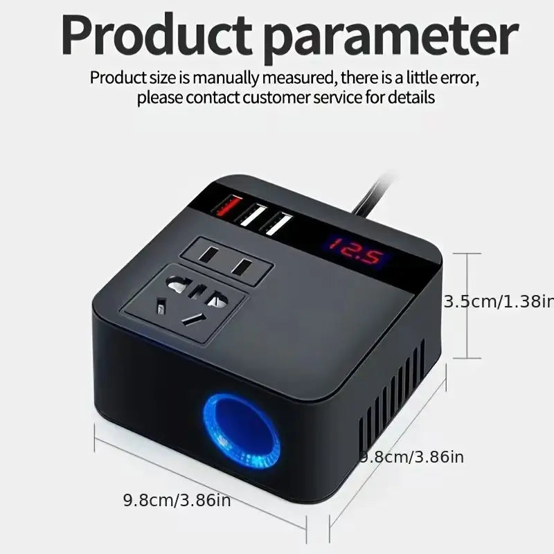 Car Inverter DC12V/24V to DC110V/220V 150W Peak LED Display Sockets Power Inverter Adapters Fast Charging Automobiles Inverters