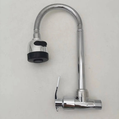 360° Kitchen Wall Mounted Faucet Single Cold Universal Vegetable Basin Faucet Bathroom Stainless Steel Sink Balcony Faucet