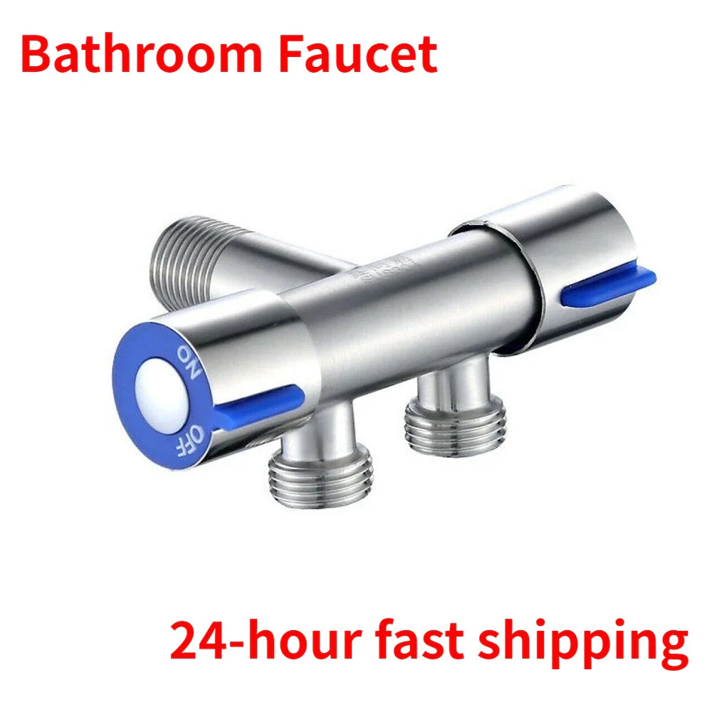 Bathroom Faucet Dual Control Double Handle Stainless Steel Cold Water Faucet Bathroom Washing Machine Faucet Triangle Valve